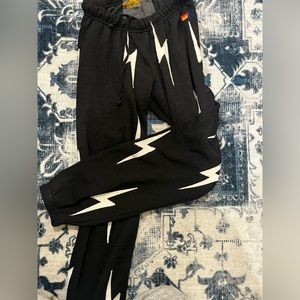 black lighting bolt aviator nation sweatpants